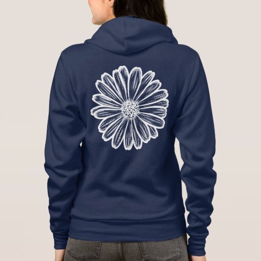 Mooie Daisy Flower, Halftone Illustratie Hoodie (Achterkant)