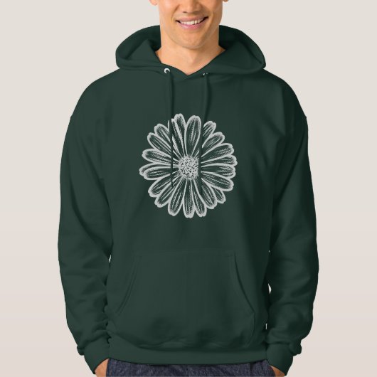 Mooie Daisy Flower, Halftone Illustratie Hoodie (Voorkant)