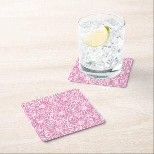 Mooie Daisy Flower, Halftone Illustratie Kartonnen Onderzetters