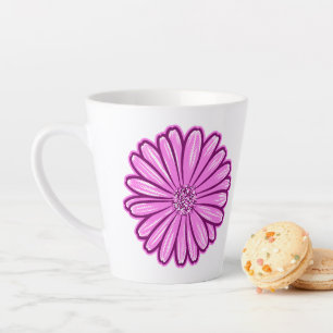 Mooie Daisy Flower, Halftone Illustratie Latte Mok