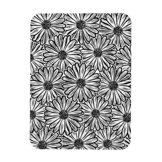 Mooie Daisy Flower, Halftone Illustratie Magneet (Verticaal)