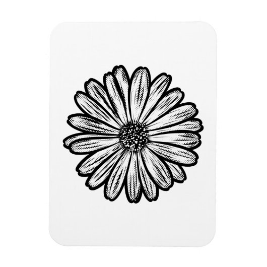Mooie Daisy Flower, Halftone Illustratie Magneet (Verticaal)