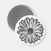 Mooie Daisy Flower, Halftone Illustratie Magneet (Voorkant / Achterkant)