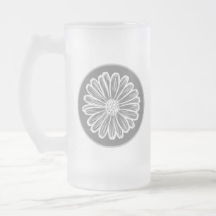 Mooie Daisy Flower, Halftone Illustratie Matglas Bierpul