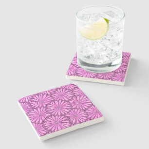 Mooie Daisy Flower, Halftone Illustratie Stenen Onderzetter