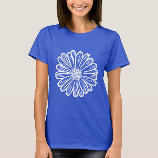 Mooie Daisy Flower, Halftone Illustratie T-shirt (Voorkant)