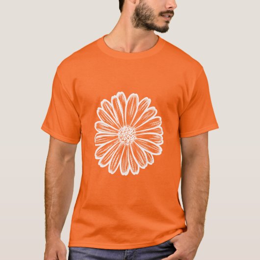 Mooie Daisy Flower, Halftone Illustratie T-shirt (Voorkant)