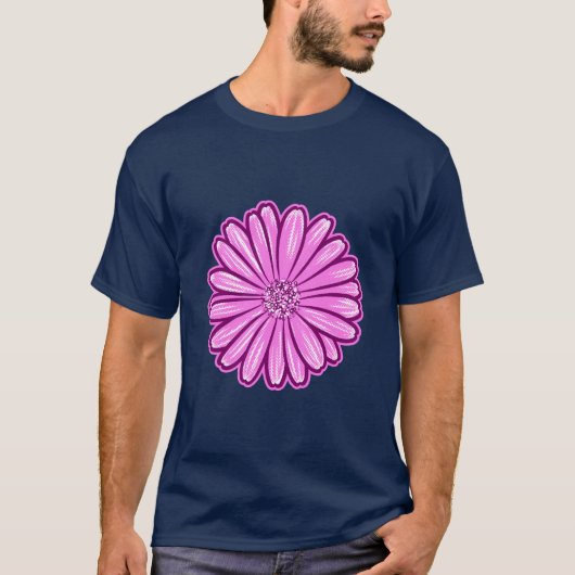 Mooie Daisy Flower, Halftone Illustratie T-shirt (Voorkant)