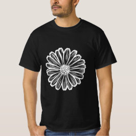Mooie Daisy Flower, Halftone Illustratie T-shirt