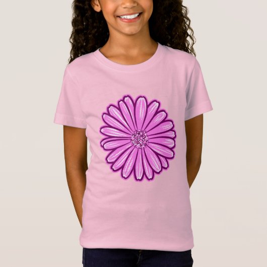 Mooie Daisy Flower, Halftone Illustratie T-shirt (Voorkant)