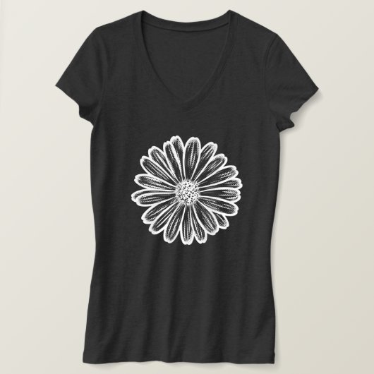 Mooie Daisy Flower, Halftone Illustratie T-shirt (Design voorkant)