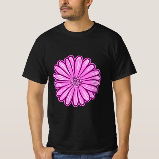 Mooie Daisy Flower, Halftone Illustratie T-shirt (Voorkant)