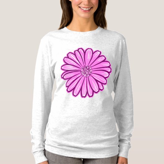 Mooie Daisy Flower, Halftone Illustratie T-shirt (Voorkant)