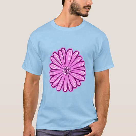 Mooie Daisy Flower, Halftone Illustratie T-shirt (Voorkant)