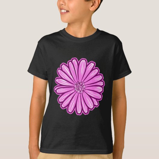 Mooie Daisy Flower, Halftone Illustratie T-shirt (Voorkant)