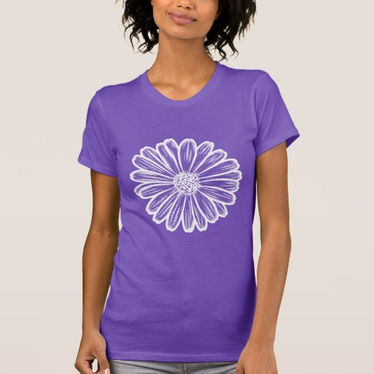 Mooie Daisy Flower, Halftone Illustratie T-shirt (Voorkant)