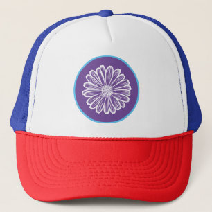 Mooie Daisy Flower, Halftone Illustratie Trucker Pet