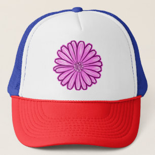 Mooie Daisy Flower, Halftone Illustratie Trucker Pet