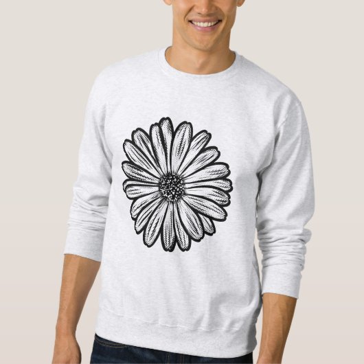 Mooie Daisy Flower, Halftone Illustratie Trui (Voorkant)