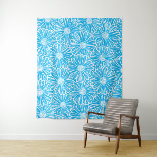 Mooie Daisy Flower, Halftone Illustratie Wandkleed