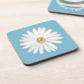 Mooie Daisy Flower op Blauwgroen Turquoise Bier Onderzetter (Linkerzijde)