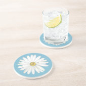 Mooie Daisy Flower op Blauwgroen Turquoise Zandsteen Onderzetter (Zijkant)