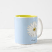 Mooie Daisy Flower op Light Blue Tweekleurige Koffiemok (Voorkant rechts)