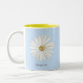 Mooie Daisy Flower op Light Blue Tweekleurige Koffiemok (Links)