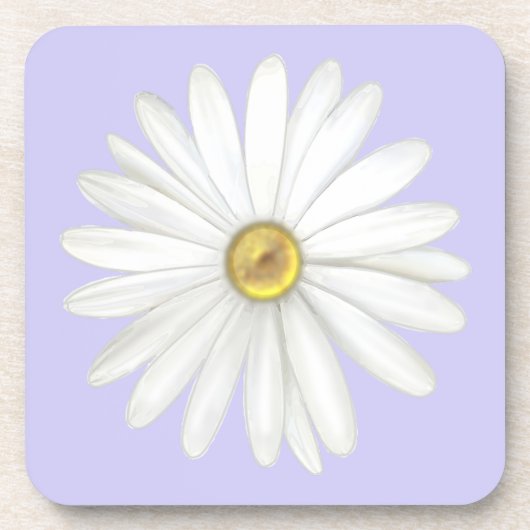 Mooie Daisy Flower op Light Periwinkle Bier Onderzetter (Voorkant)
