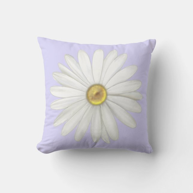 Mooie Daisy Flower op Light Periwinkle Kussen (Voorkant)
