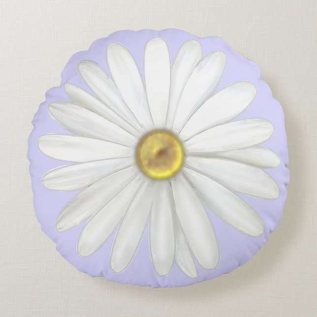 Mooie Daisy Flower op Light Periwinkle Rond Kussen (Voorkant)