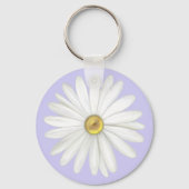 Mooie Daisy Flower op Light Periwinkle Sleutelhanger (Voorkant)