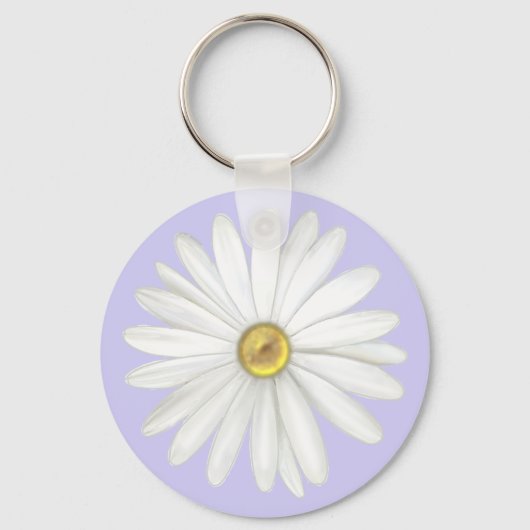 Mooie Daisy Flower op Light Periwinkle Sleutelhanger (Voorkant)