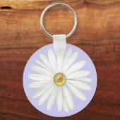 Mooie Daisy Flower op Light Periwinkle Sleutelhanger (Achterkant)