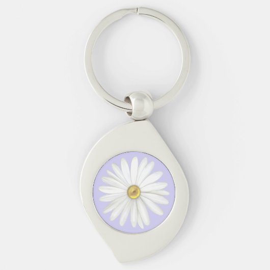 Mooie Daisy Flower op Light Periwinkle Sleutelhanger (Voorkant)