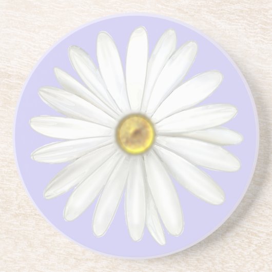 Mooie Daisy Flower op Light Periwinkle Zandsteen Onderzetter (Voorkant)