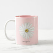 Mooie Daisy Flower op Light Pink Tweekleurige Koffiemok (Links)