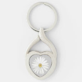 Mooie Daisy Flower op Light Silver Grey Sleutelhanger (Voorkant)