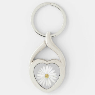 Mooie Daisy Flower op Light Silver Grey Sleutelhanger