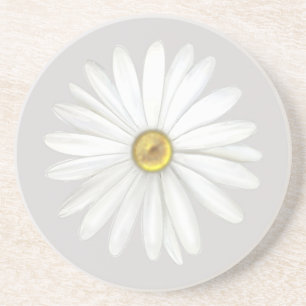 Mooie Daisy Flower op Light Silver Grey Zandsteen Onderzetter