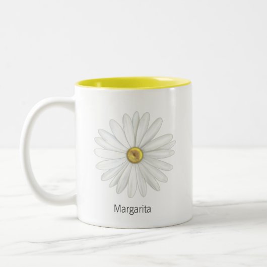 Mooie Daisy Flower op White Tweekleurige Koffiemok (Links)