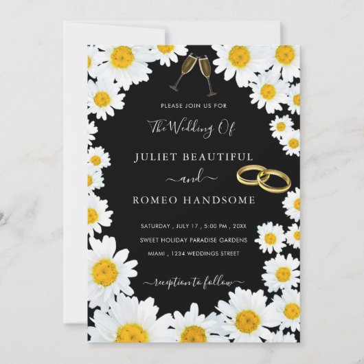 Mooie Daisy Flowers Love Wedding Invitation (Voorkant)