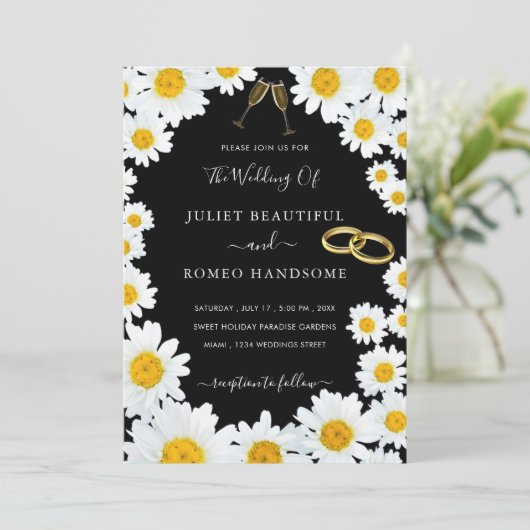 Mooie Daisy Flowers Love Wedding Invitation (Staand voorkant)