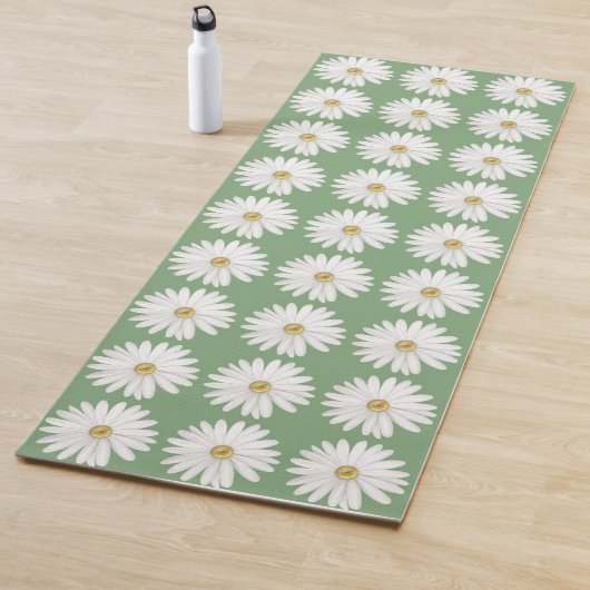 Mooie Daisy Flowers op Olive Green Yogamat (In situ)