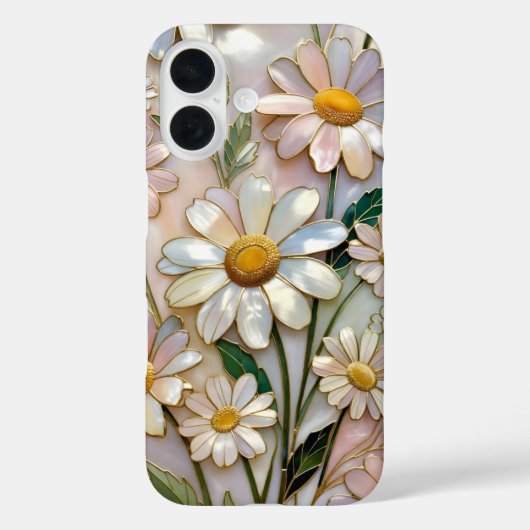 Mooie Daisy iPhone Hoesje Bloemig Gebrandschilderd (Achterkant)