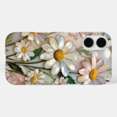 Mooie Daisy iPhone Hoesje Bloemig Gebrandschilderd (Achterkant (horizontaal))