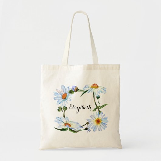Mooie Daisy-monogram naam bloem bloem Tote Bag (Voorkant)