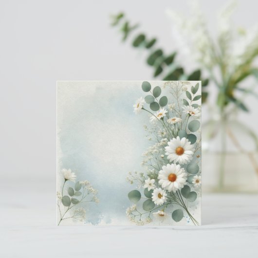 Mooie Daisy Rand Print Ontwerp Kaart (Staand voorkant)