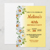 Mooie Daisy verjaardagsfeestje uitnodiging (Voorkant / Achterkant)