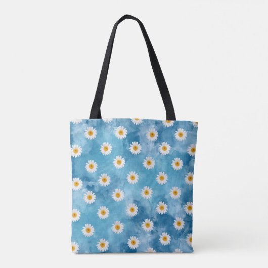 Mooie Daisy Waterverf Bloemenpatroon Canvas tas (Achterkant)